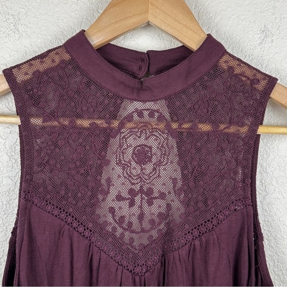 American Eagle Outfitters Maroon Lace Sleeveless Pullover Dress Size X-Small - Picture 2 of 12